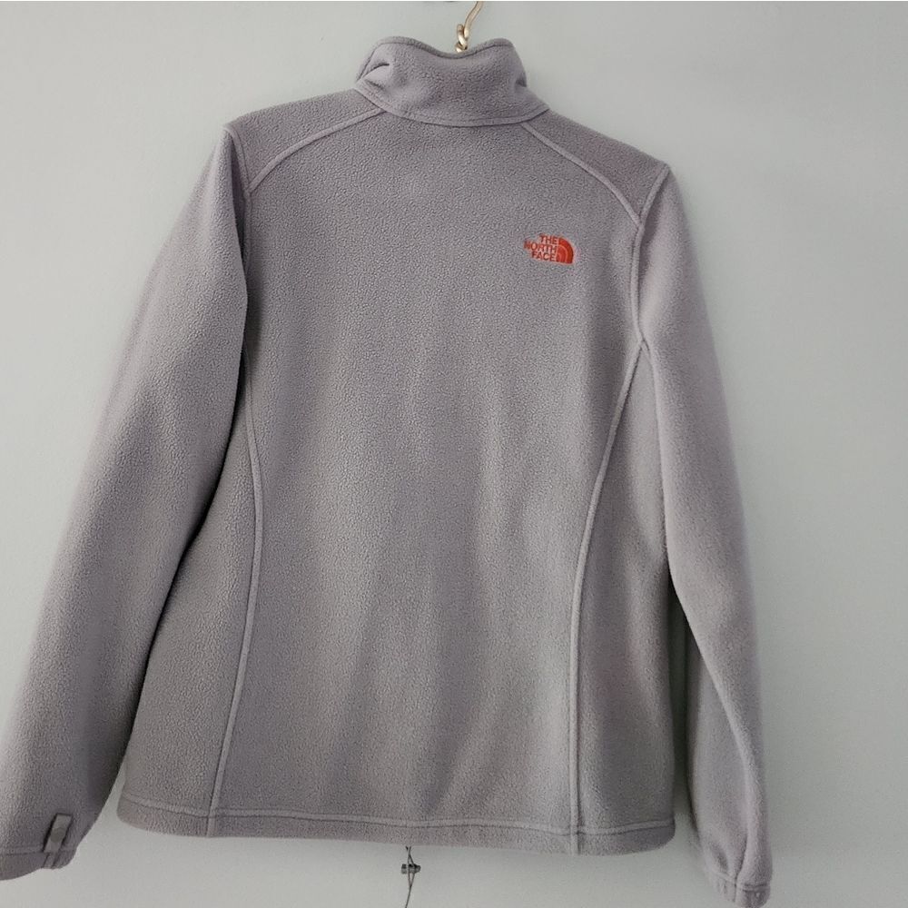 North Face Sweater Womens Large Gray Orange Fleece Full Zip Jacket Outdoor Layer - Picture 2 of 7